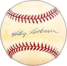 Whitey Lockman Autographed Official NL Baseball New York Giants Beckett #BK44404