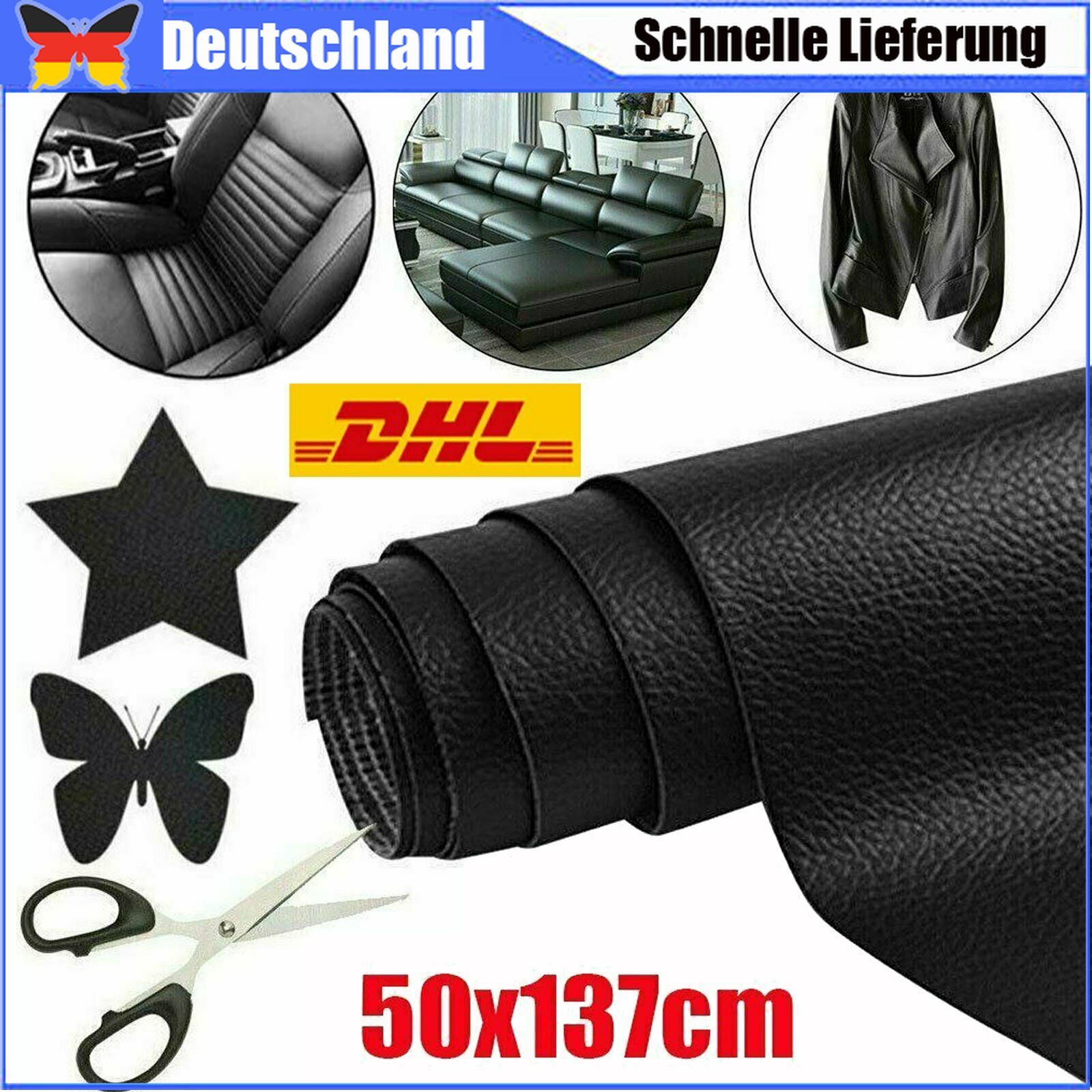 Kunstleder Reparaturset Selbstklebend - 40x100cm Schwarz Für Sofas, Autositze & Lederwaren