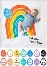 LULUJO COTTON SWADDLE AND MILESTONE FIRST YEAR CARD SET - A DREAM COME TRUE