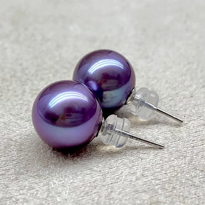 Precioso Pendiente Perla Lavanda Redonda Mar Sur 10-11mm 18k(t) Foto 4 de 4