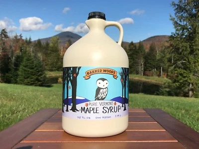 BARRED WOODS MAPLE 1 Gallon Pure Organic Vermont Maple Syrup Grade A Dark Robust (Former Grade B)