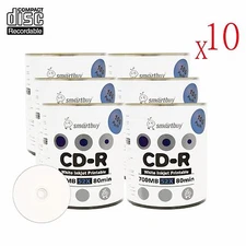 6000 Smartbuy CD-R 52X Recordable Disc Shrink/Bulk Wrap (White Inkjet Printable)