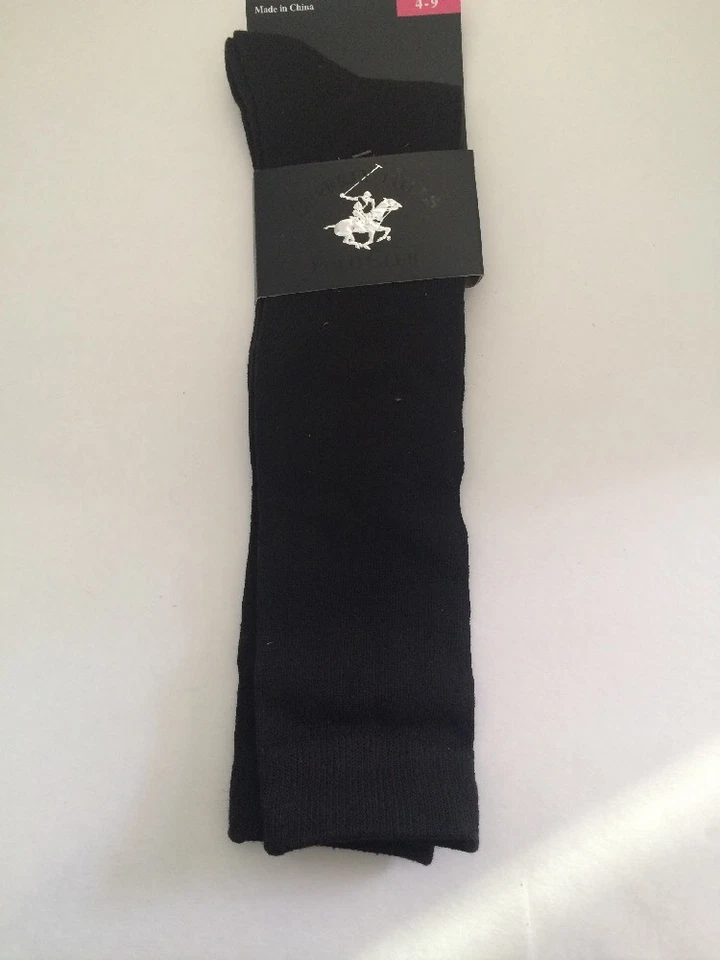 1-PAR CALCETINES DAMAS HASTA LA RODILLA BEVERLY HILLS POLO CLUB CONJUNTO 4-9 NUEVO CON ETIQUETAS negro sólido Foto 4 de 4