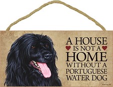 Portuguese Water Wood Dog Sign Wall Plaque 5 x 10  Bonus Coaster