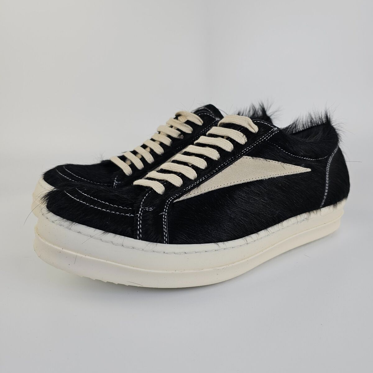 RICK OWENS Black/Milk Vintage Ponyhair Sneakers New Size 42 RICK OWENS Black/Milk Vintage Ponyhair Sneakers New Size 42