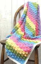 (132) Baby Striped Bobble Blanket DK 81cm x 99cm (32" x 39") Crochet Pattern