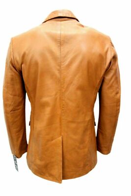 Blazer Homme En Cuir Véritable D'agneau Zayn Classic - Marron - Tailles XS à 4XL - NEUF
