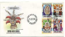 1990 Masks FDC Port Moresby Set of 4 issued FDI 11 July 1990