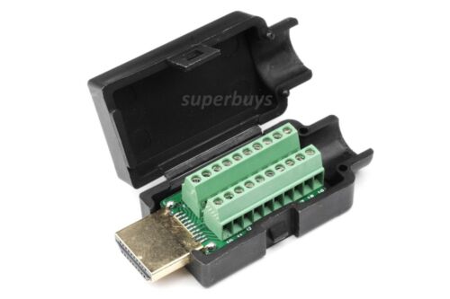 HDMI Plug Breakout Terminal Block Solderless Connector Cable Interface PCB Wire - Afbeelding 1 van 5