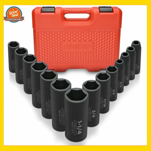 Husky Impact Socket Set 6 Point 1/2 in. Drive SAE MM Tools Black Oxide 68 Piece eBay