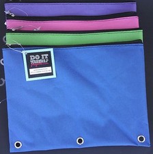 ZIPPERED CANVAS 3 RING BINDER POUCHES 9.5"x7" 1 Pouch / Pk SELECT: Color