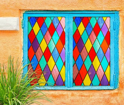 3D Color 1842NAO Window Film Print Sticker Cling Stained Glass UV Block Fa