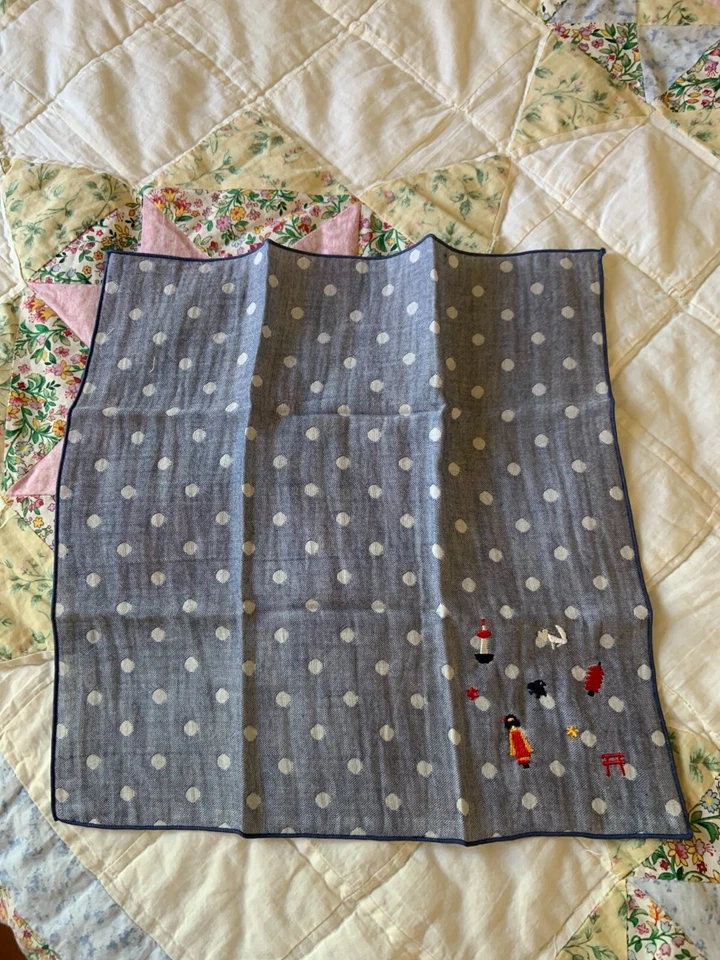 Pañuelo estilo muñeca japonesa 100% algodón 12,5" x 12,5" gris hecho en Japón Foto 3 de 4
