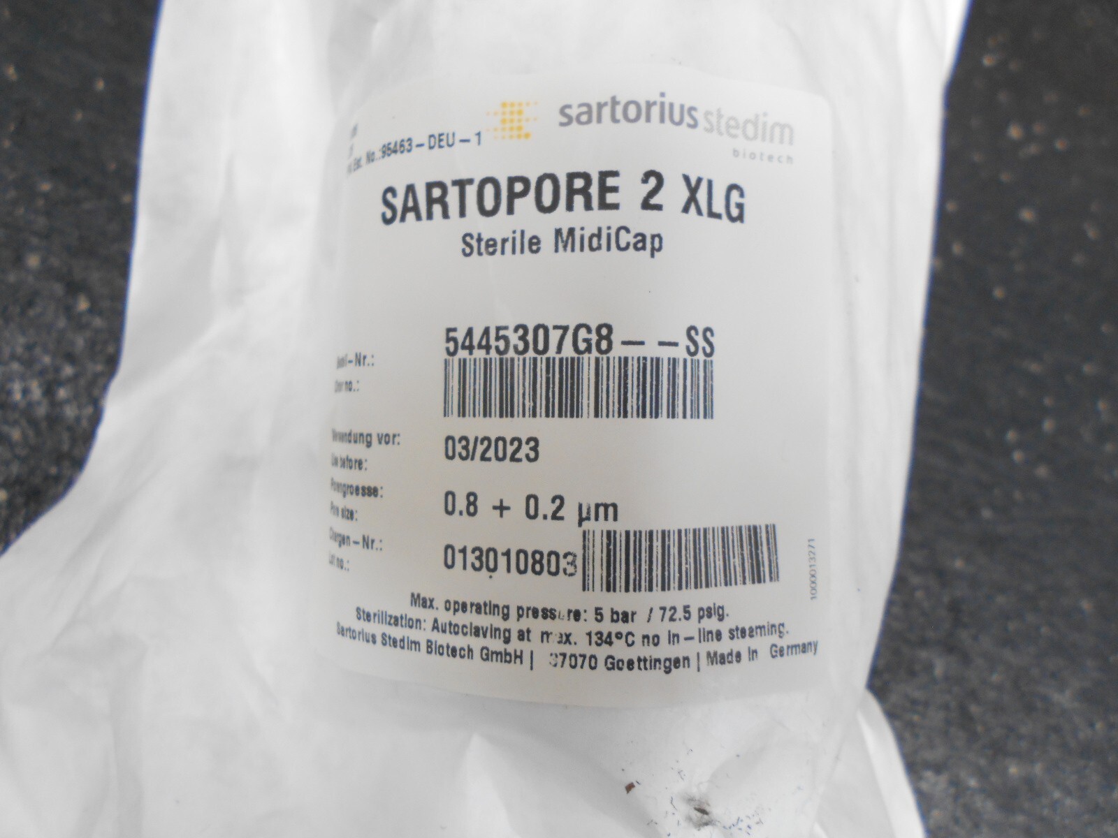SARTORIUS SARTOPORE 2 XLG STERILE MIDICAP FILTERS 5445307G8 SS BOX OF 4