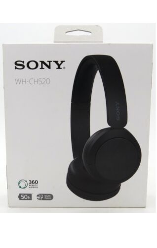 Sony WH-CH520 Wireless Bluetooth Headphones On-Ear Headset + Microphone Black - Afbeelding 1 van 2