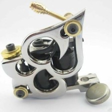 10 Year Seller Silver Top Tattoo Machine Gun 10 Wraps Coil For Kit Power Supply