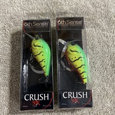 (2) 6th Sense Crush 50X Square Bill Crankbait Fishing Lure 3/8oz CRAW FIRE