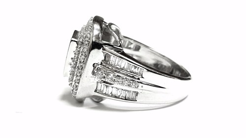 14K White Gold 2.30ct Rounds And Princess Ideal Cut Diamond Fancy Women/Men Ring - Picture 2 of 4