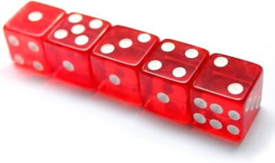Set 6 Dadi Numerati D6 Effetto Marmo Cremisi 16mm – Per Giochi Da Tavolo