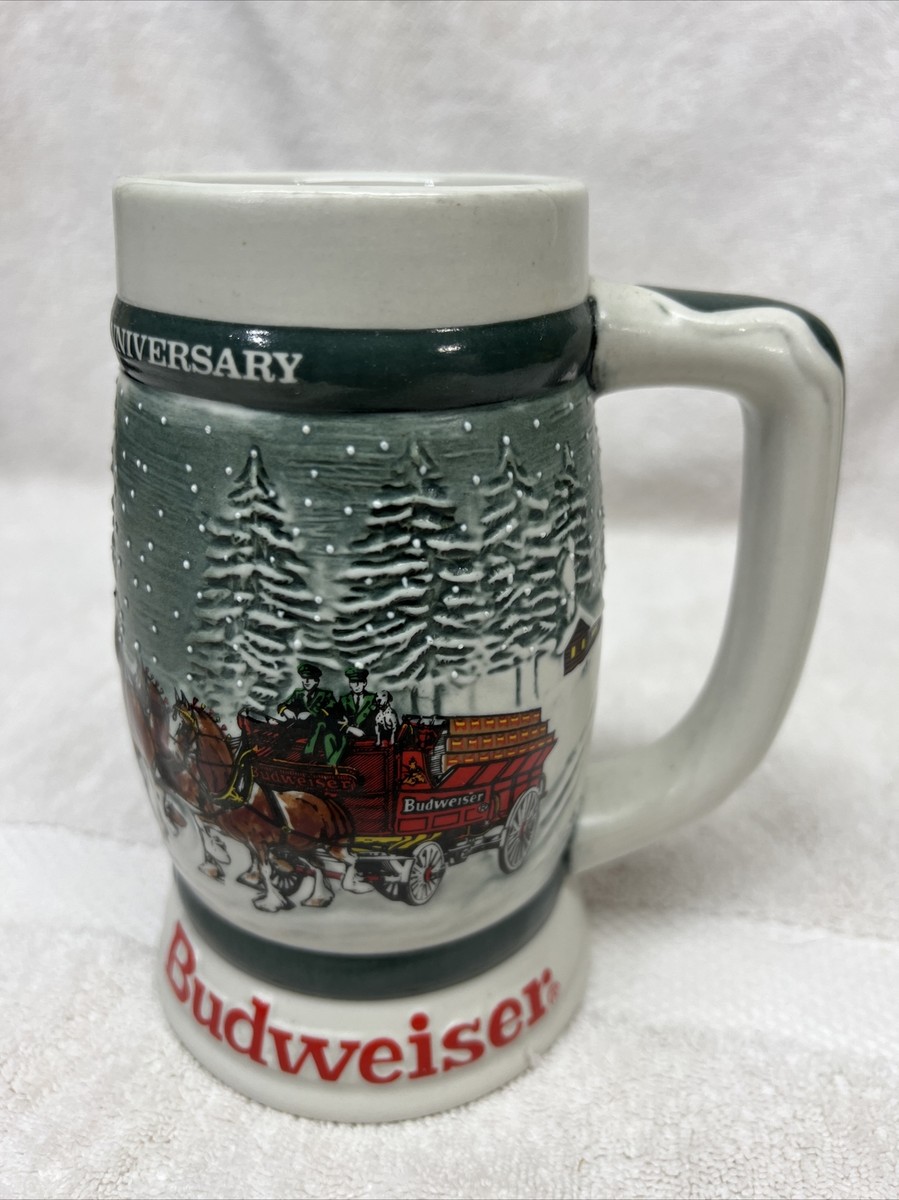 1982 BUDWEISER 50TH CLYDESDALE'S HOLIDAY BEER STEIN MUG 1933-1983