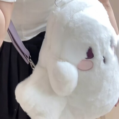 Girl Casual Cute Ghost Backpack Faux Fur Doll Bag Plush  display picture 1