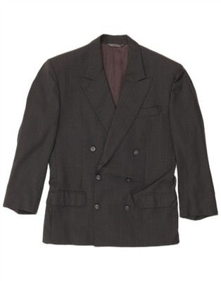 Ted Lapidus Herren Zweireiher Blazer Sakko IT 48 Mittelgrau Gestreift BB47