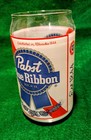 Vintage Pabst Blue Ribbon Can Shaped Glass PBR Red White Blue 16-18 Oz — photo 1