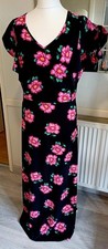 Image of Evans Size 22 Black Floral Maxi Dress