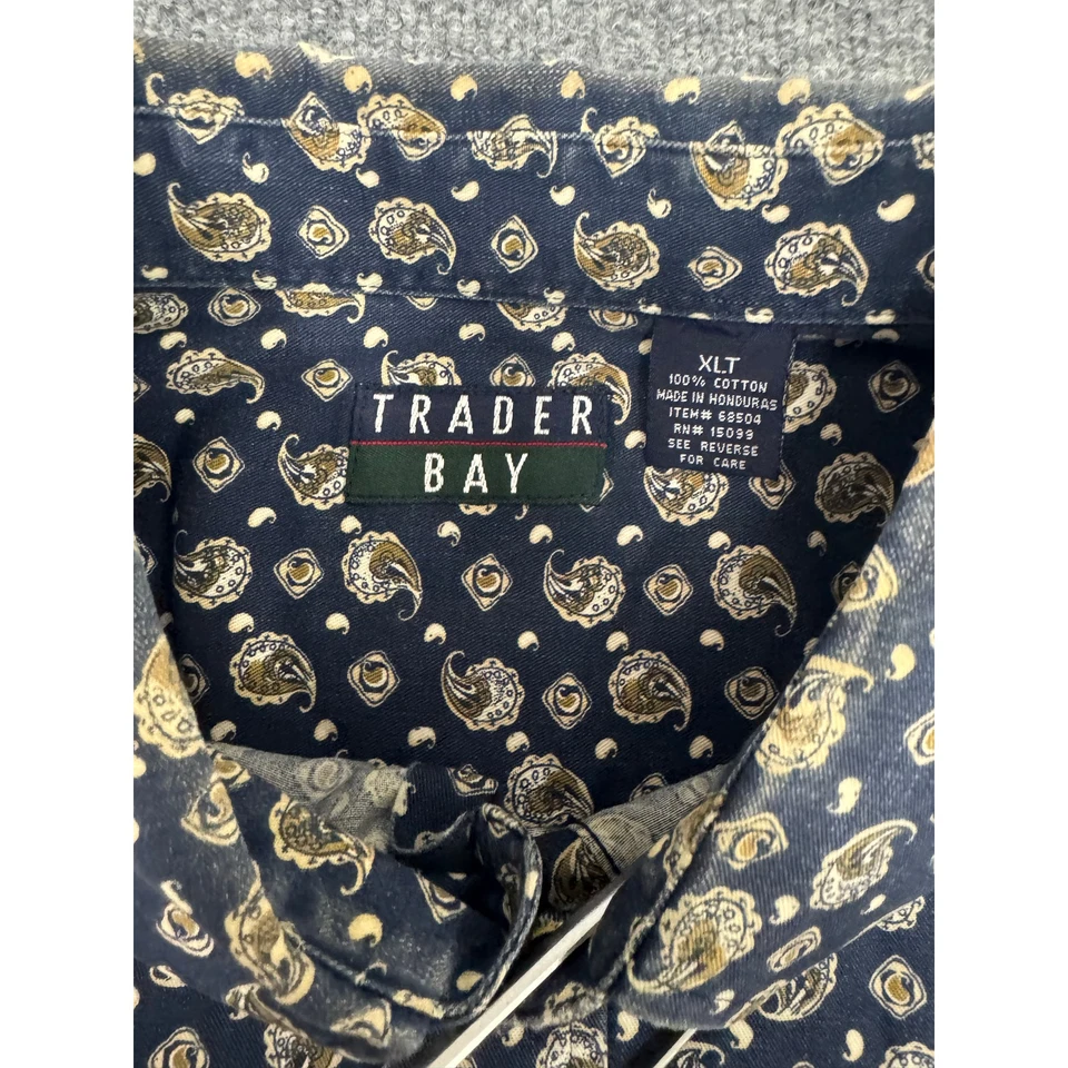 Vintage Trader Bay Men’s Paisley Oxford Button Down Shirt XLT - Image 3 of 4