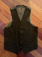 Suede Vest - Vintage Reversible - Paisley Back - Mens M