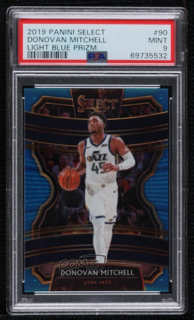 2019 Panini Select Concourse Light Blue Prizm 18/299 Donovan Mitchell #90 0n64