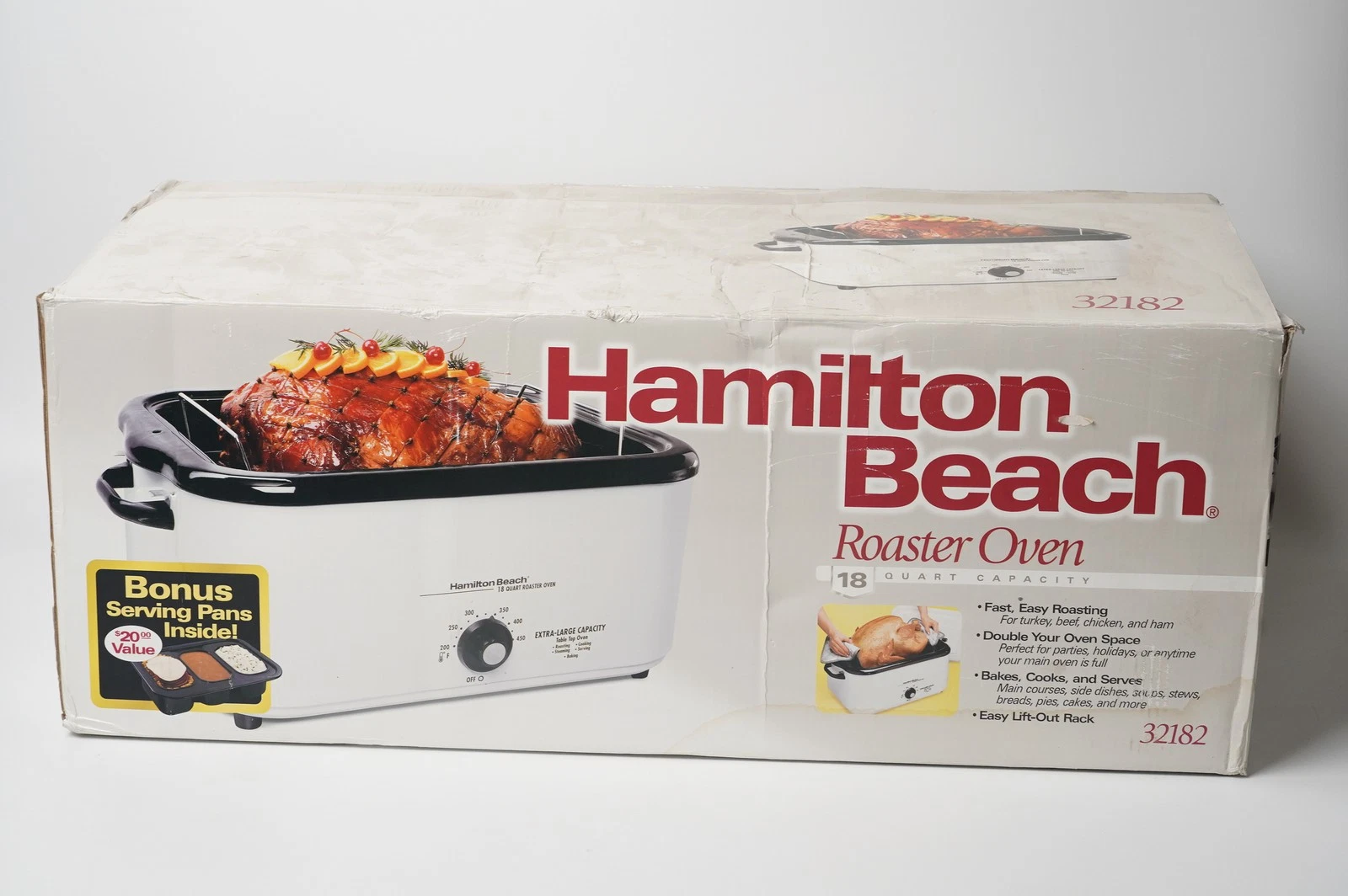 Hamilton Beach 18-Quart Roaster Oven Model 32182 with Rack and Serving Pan