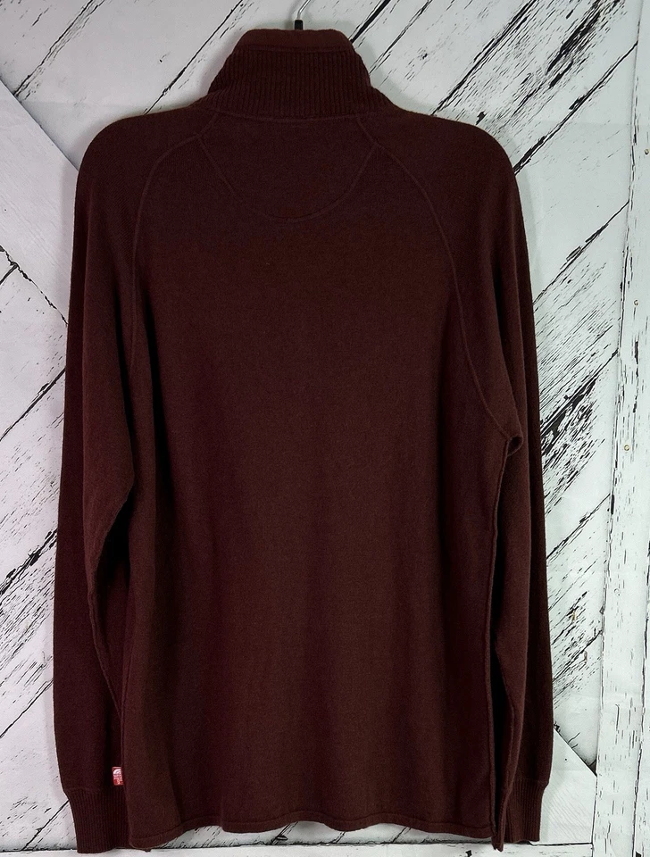 THE NORTH FACE Men's Large Wool Blend Outside Seams Sweater 1/2 Zip Maroon Red - Image 4 of 4