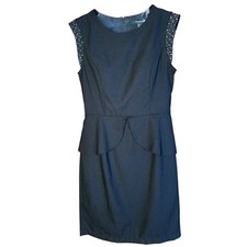 Forever 21 Dress Womens Small Sheath Black Rhinestone Peplum Cap Sleeve Mini New