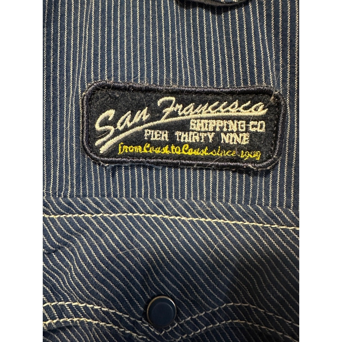 30. Vintage work shirt; San Francisco Shipping Company; pinstripe View 5