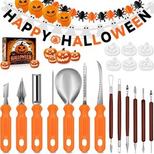 Halloween Pumpkin Carving Kit - 30-Piece Stainless Steel Pumpkin Carving Tools S