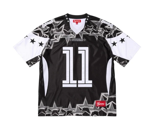 Maillot de football Supreme Stars SS25 noir blanc PETIT ✅?