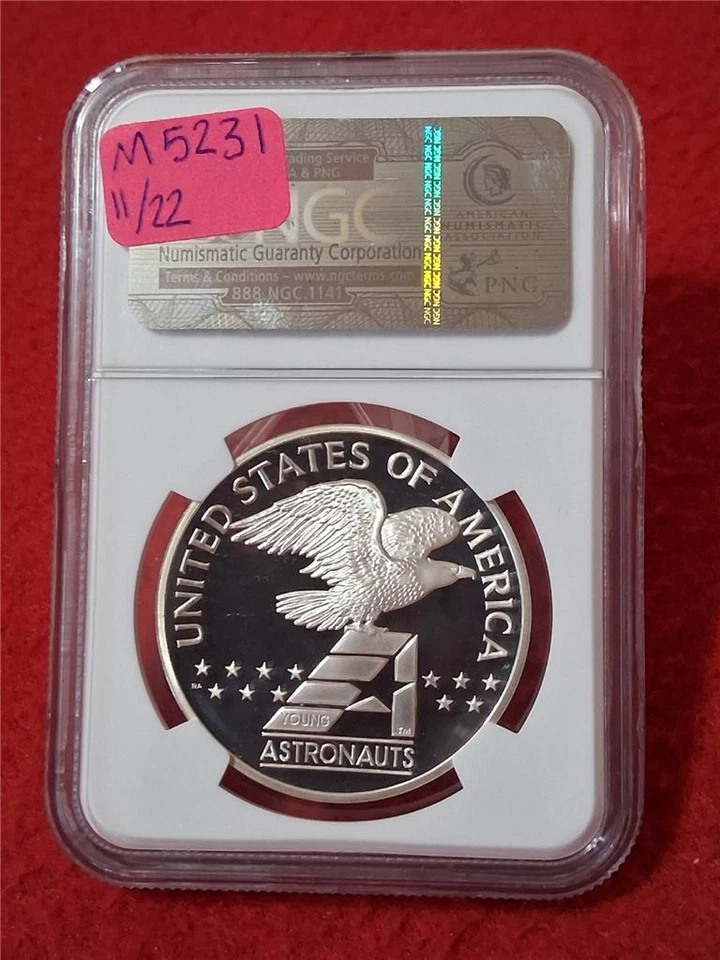 1988-P SILVER "YOUNG ASTRONAUTS" NGC PF 69 38mm ASTRONAUT W/ U.S. FLAG  #MF-5231 - Image 2 of 2