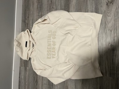Essentials Hoodie Light Cream Color Size L, Fits Like Xl