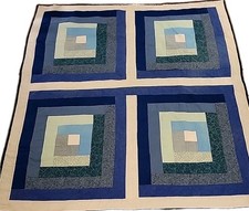 Home Made Log Cabin Quilt. 59" 66.5", Signed by Quilter