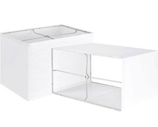 Set of 2 - 16" x 8" x 10" White Rectangle Fabric Lamp Shades Table Wall Bedside