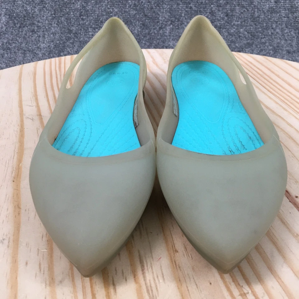 Crocs Shoes Womens 7 Rio Casual Slip On Pointed Ballet Flats 16265 Clear Green - Image 4 of 4