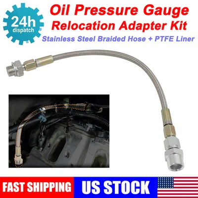 For C5 Corvette Oil Pressure Sensor Relocation Kit Stainless Steel Braided Hose - Image 1 of 4