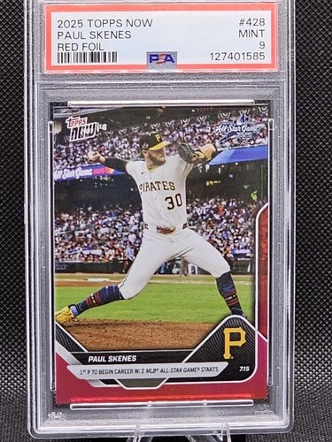 2025 Topps Now Paul Skenes Pittsburgh Pirates Red Foil 1/5 #428 PSA 9