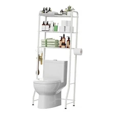  Over The Toilet Storage Rack, Metal 3 Tier Bathroom Organizer Shelf with White