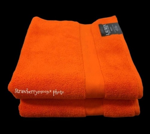 6pc Ralph Lauren Wescott Summer Ora Orange Bath Hand Washcloth Towel Set New - Picture 3 of 7