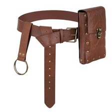Medieval Accessories Set for Women Renaissance Waist Bag with Belt for Brown