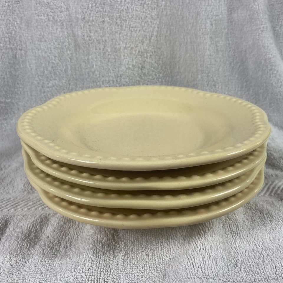 Juego de 4 cuencos de sopa de pasta con borde de cuentas Pottery Barn Emma marfil aptos para lavavajillas Foto 2 de 4