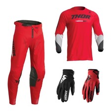 Motocross Set Thor Pulse Tactic Kit MX Hose mit Shirt, Crosshose Jersey rot