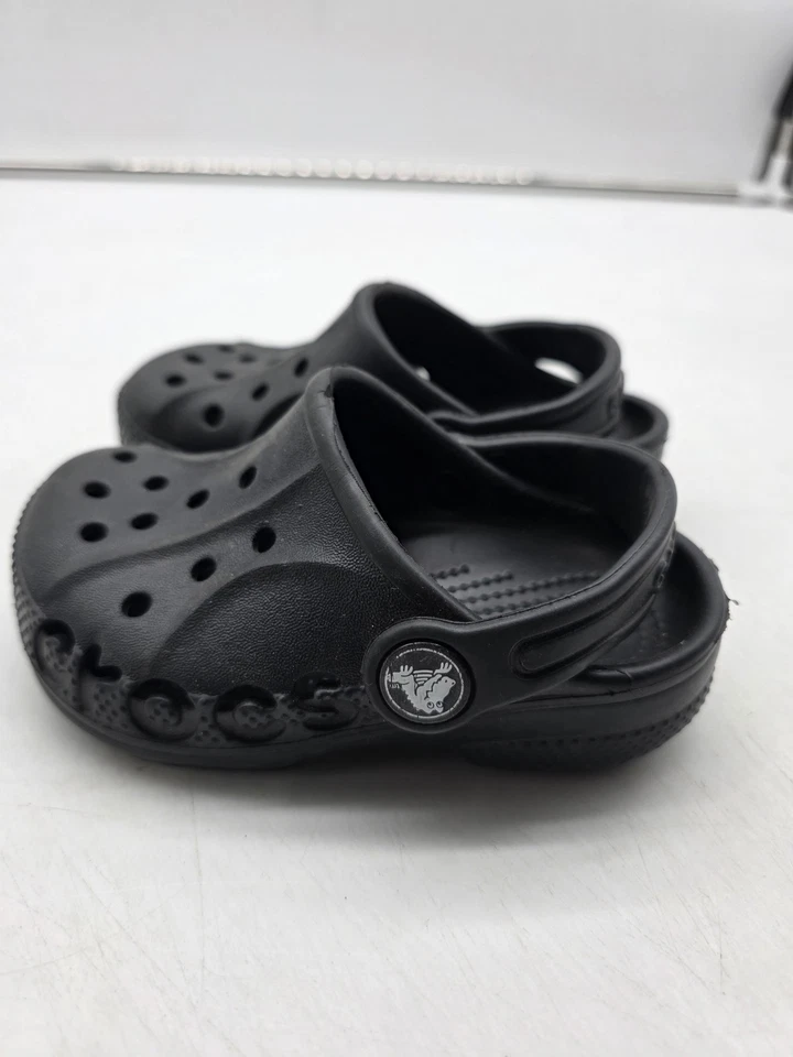 Crocs Shoes Toddler Size C7 Black Classic Clog Slip On Strap Comfort Beach - Image 4 of 4
